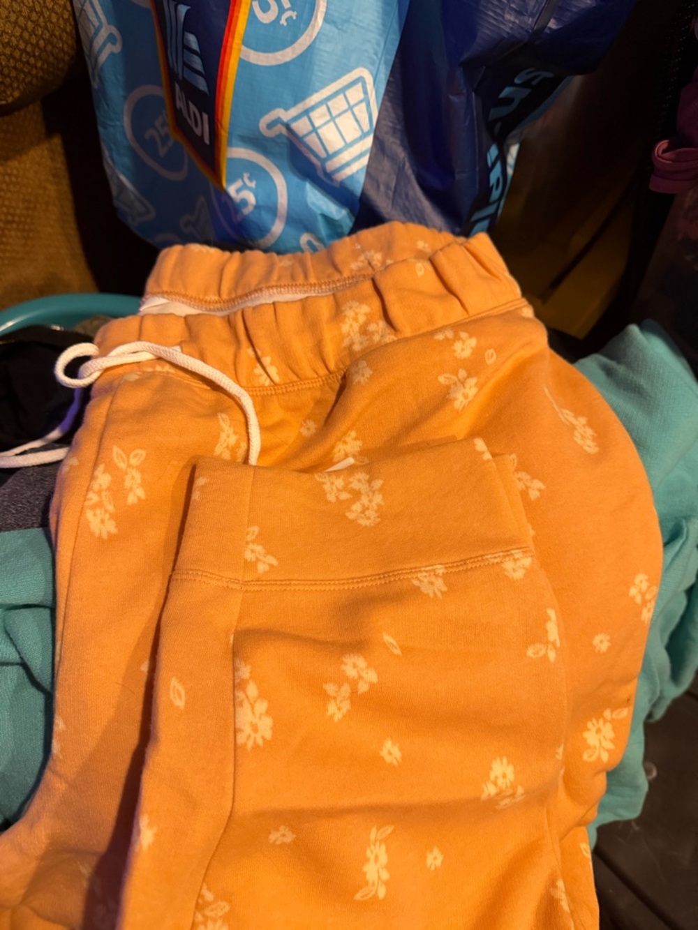 Sonoma Orange Floral Drawstring Joggers
